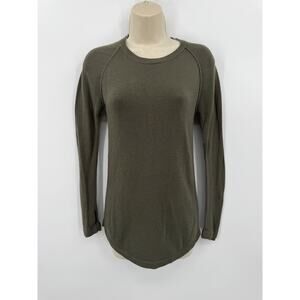 Lululemon Sunshine Coast Womens Sweater XS Cashmere Blend Khaki Green Logo
